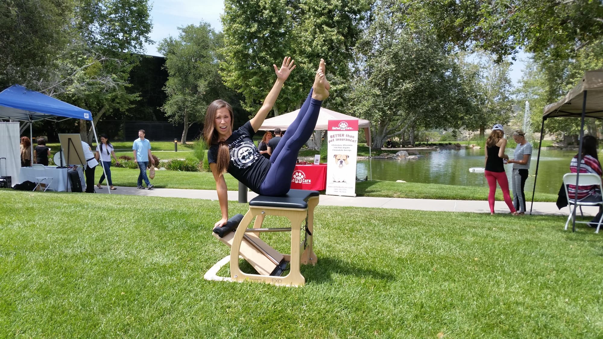 An outdoor wellness demonstration at a company event